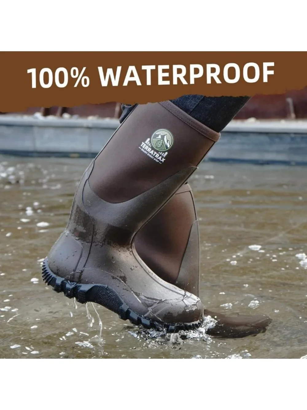 Men's Insulated Waterproof Mid-Calf Muck Boots - Anti-Slip Rubber Rain & Mud